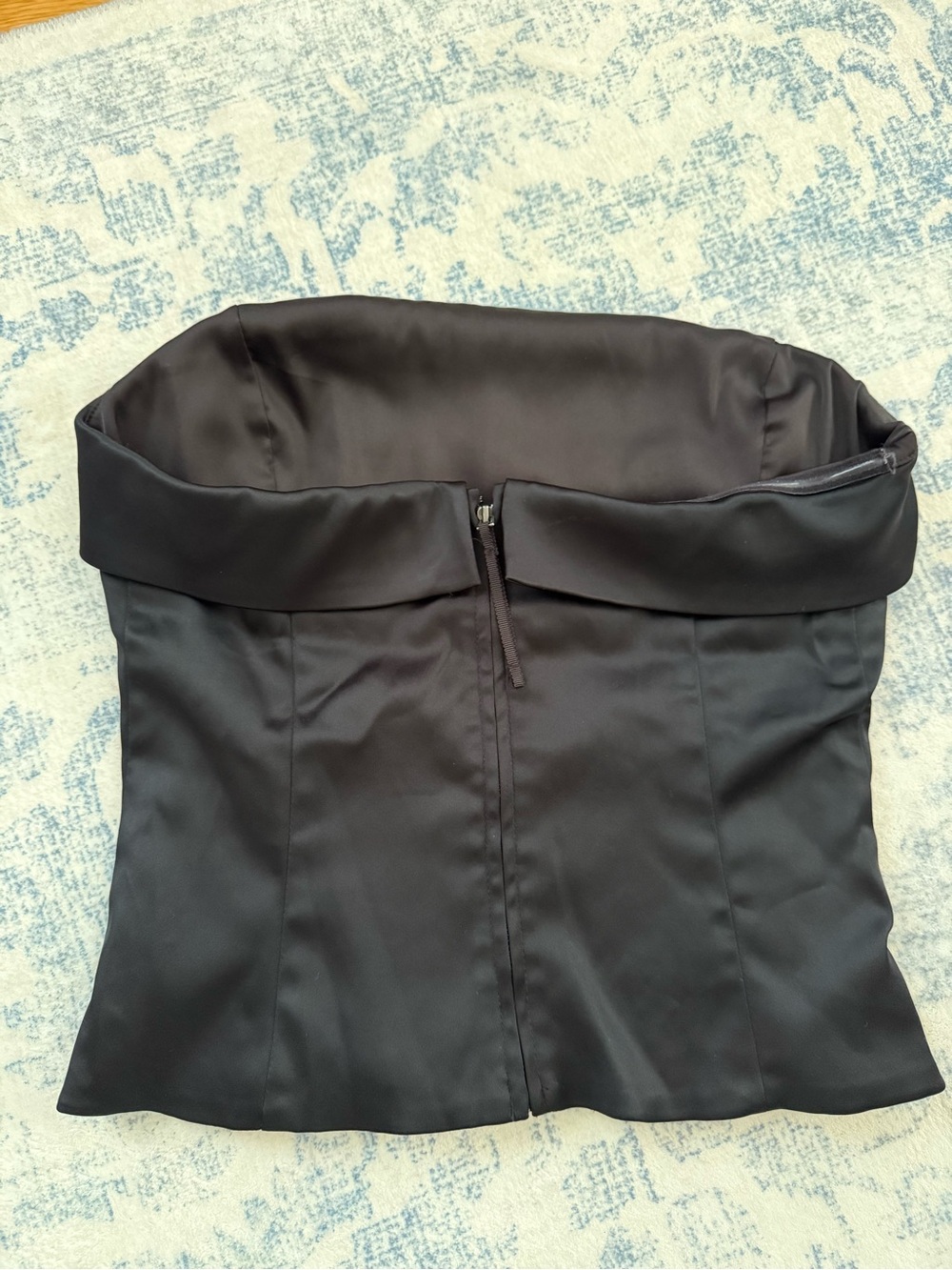 Aritzia Black Strapless Fold-Over Satin Bustier